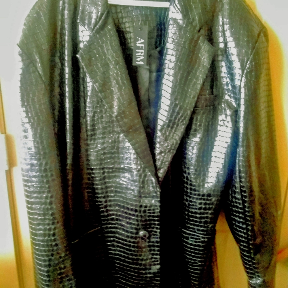 AFRM black vegan  embossed leather jacket, blazer style size 2X New with tags